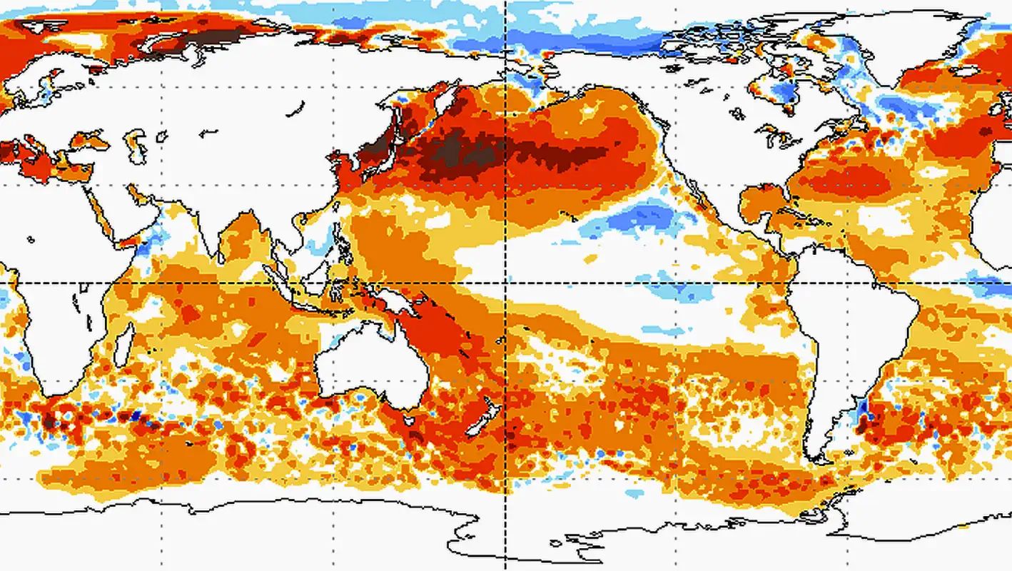 Sea surface temperature anomalies Pacific Ocean