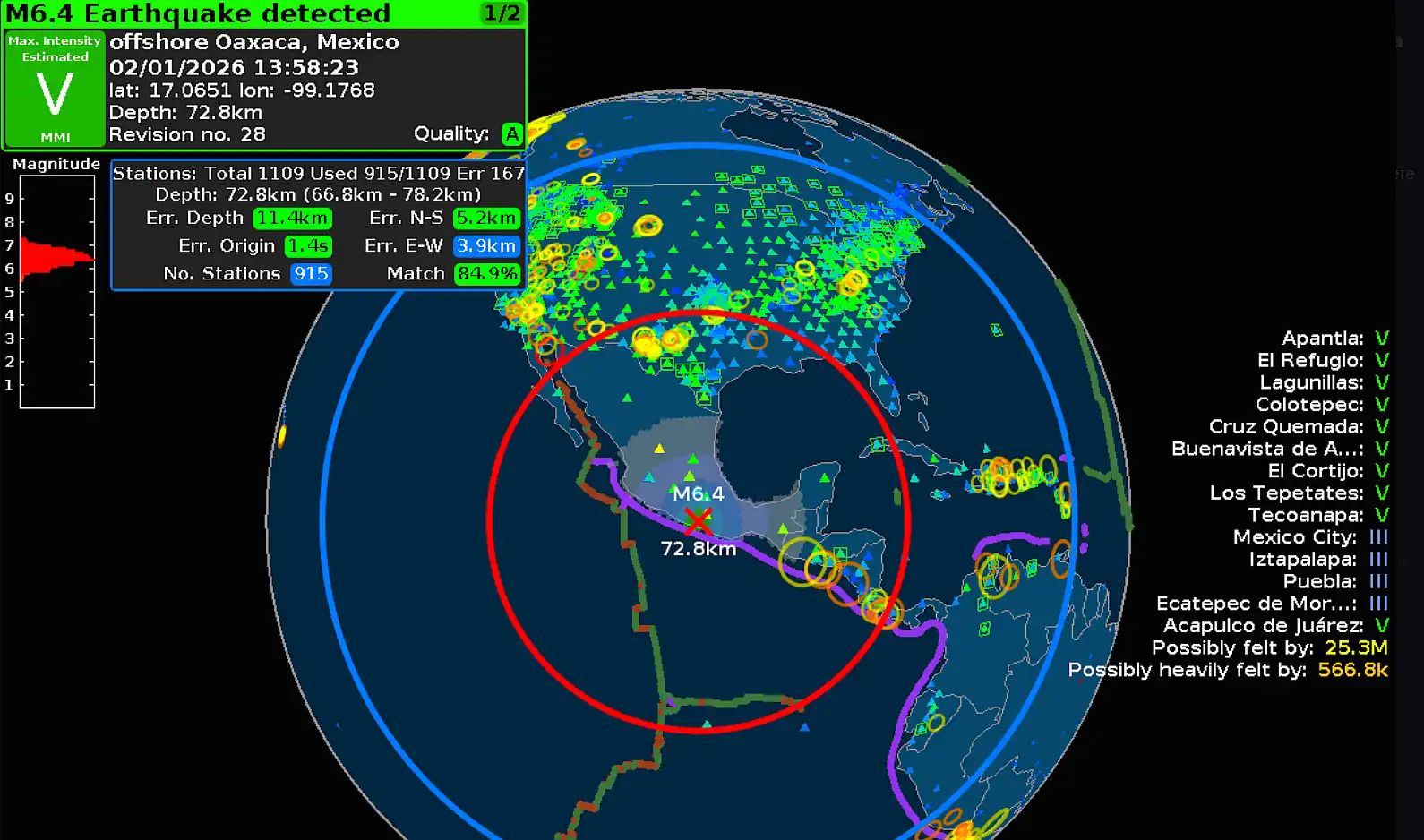 Strong M6.5 earthquake strikes southern Mexico