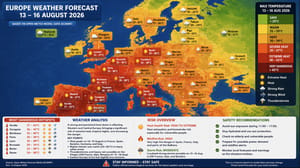 Европу раскалит до +40°C: тепловой купол рванет на восток, затем возможен резкий слом жары heat map europe