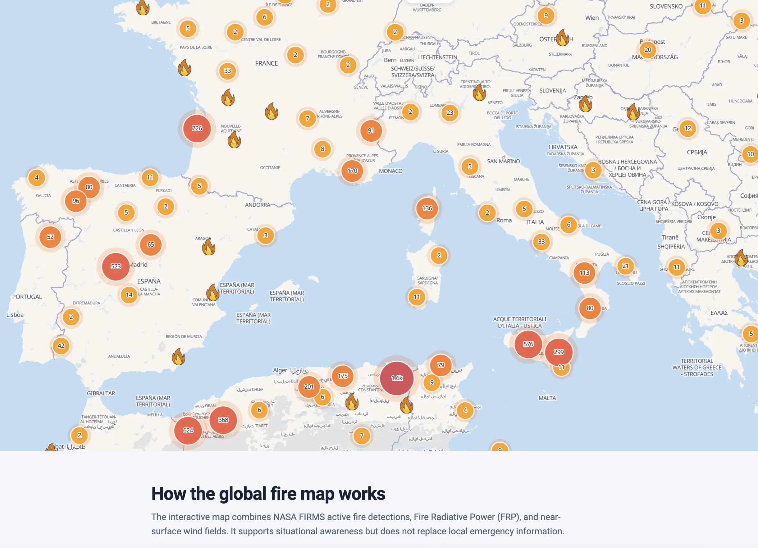 Europe Wildfires 2026: Spain, France and Italy Emergency fire map eu