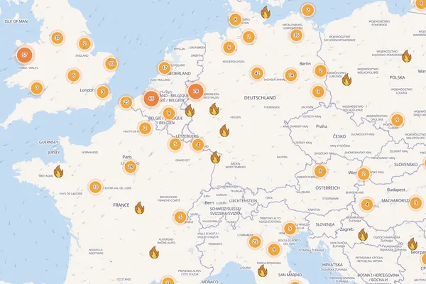 Мапа пожеж у Європі