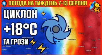 Прогноз погоди на тиждень 8-13 серпня: холодний циклон Zacharias