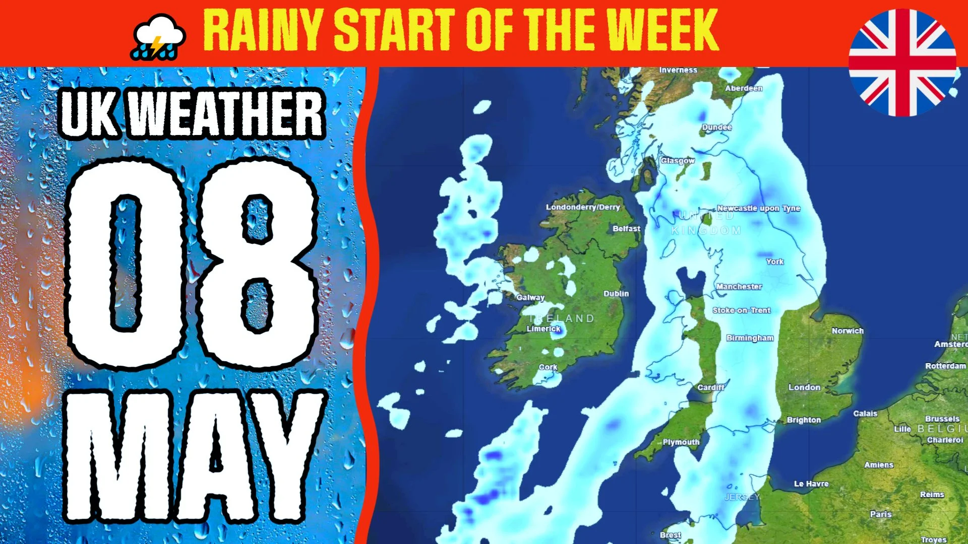 Rainy start of the week : May 8 UK Weather forecast