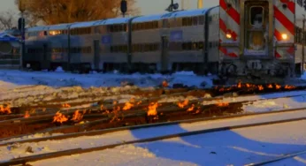 Winter in Chicago: fires along city tracks