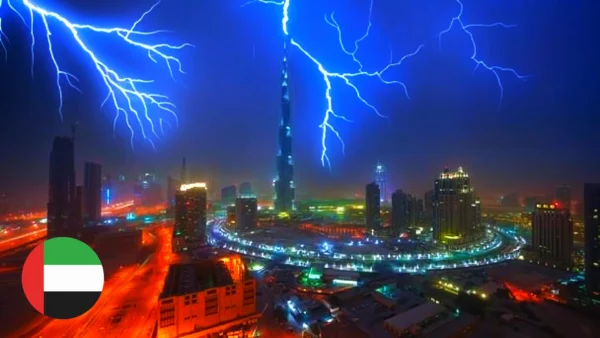 Lightning strikes Burj Khalifa