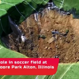 Soccer Field GONE! The sinkhole in soccer field at Gordon Moore Park Alton, Illinois