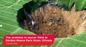 Soccer Field GONE! The sinkhole in soccer field at Gordon Moore Park Alton, Illinois