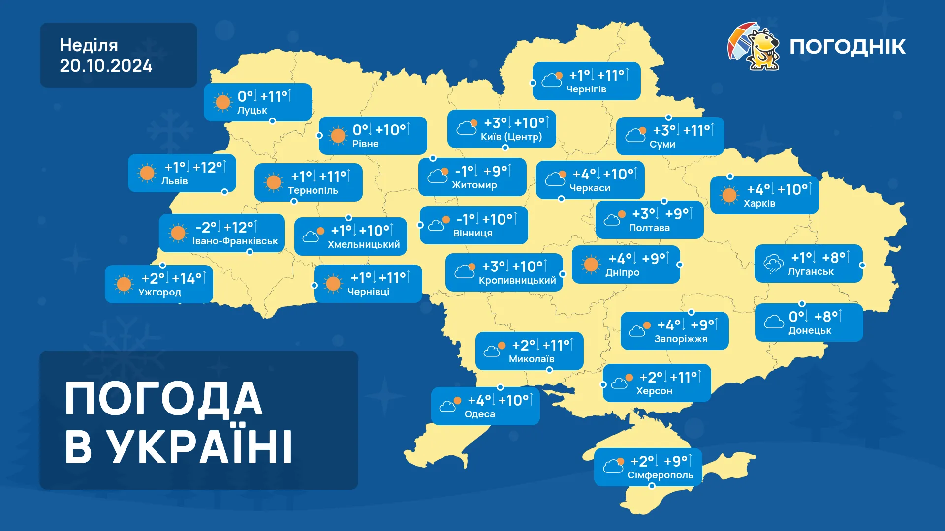 Заморозки по всій Україні. Погода на три дні з 18 по 20 жовтня. Задощить на сході та півдні.